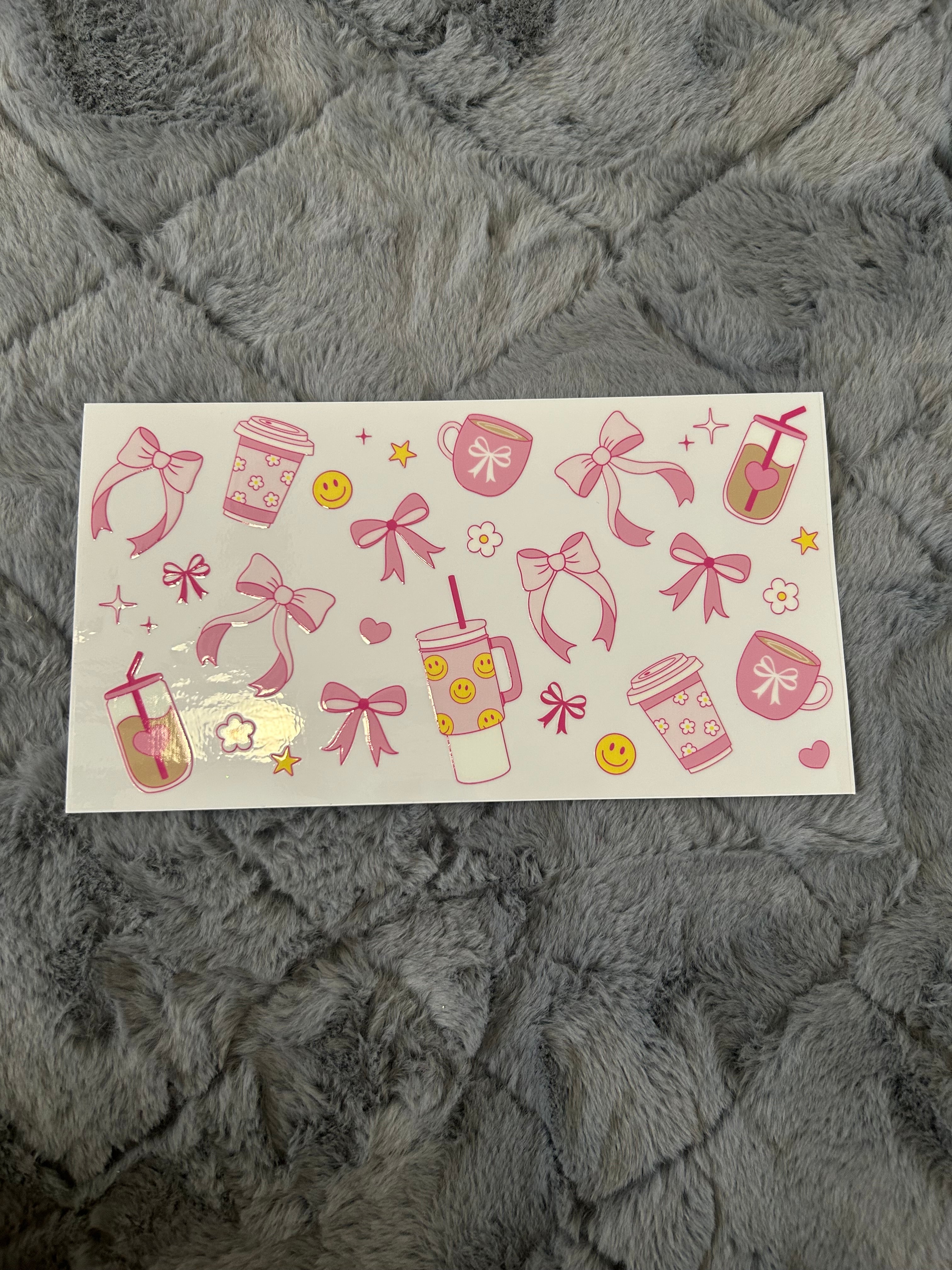 204 Pink bow tumbler wrap