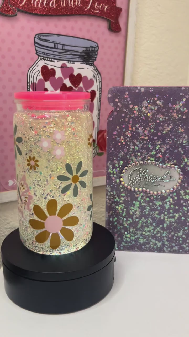 Blush Butterfly Glow Glitter Snow Globe Tumbler ✨