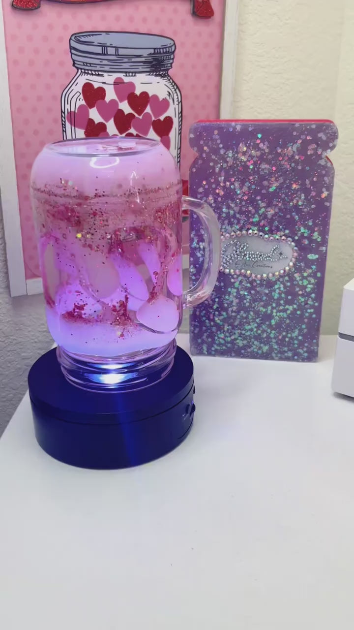 20oz Pink Glitter White Lava Tumbler